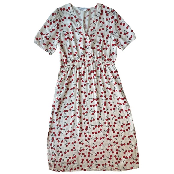 Compañía Fantastica Dresses & Skirts - Dress Red Cherry Print Compañía Fantástica AOP Midi Shirt Dress Women M Viscose